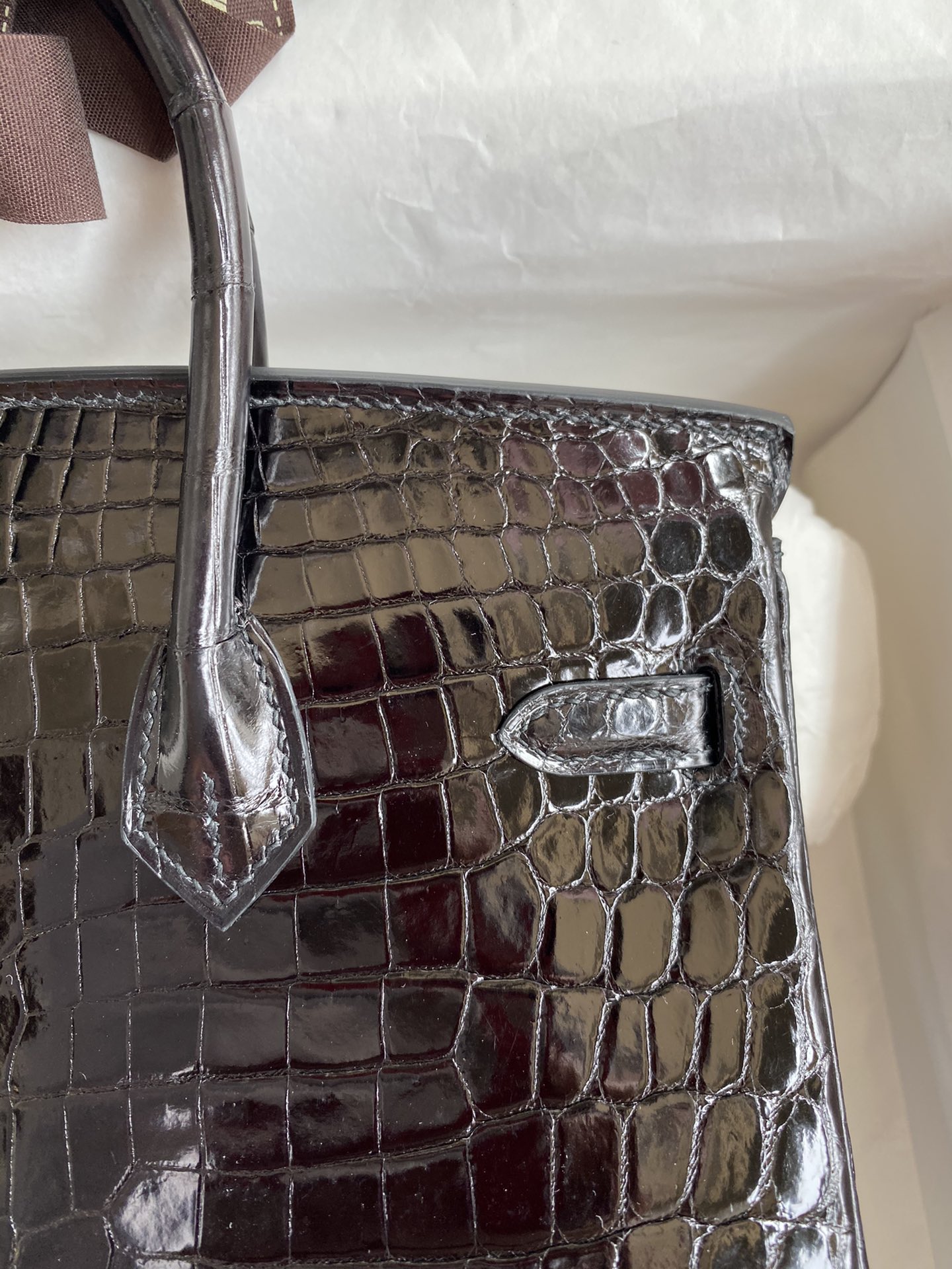 Hermes Birkin 25CM Handmade Bag In Black Crocodile Niloticus Shiny Skin